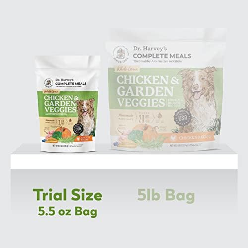 Dr. Harvey's Chicken & Garden Veggies Dog Food, Whole-Grain Dehydrated Dog Food with Freeze-Dried Chicken (5.5 Ounces, Trial Size)