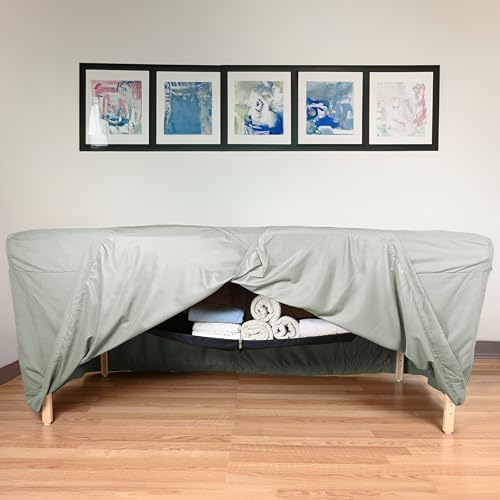 Microfiber Massage Table Skirt by Body Linen - Massage Table Bed Skirt to Fit Standard Size Massage Tables - Lightweight, Super Soft and Stain-Resisting - Mirage Gray