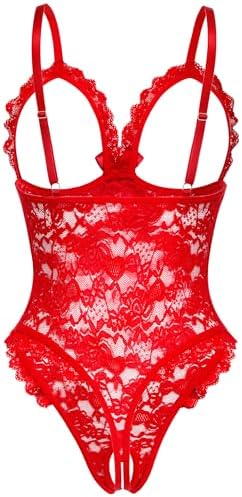 Avidlove One Piece Lingerie Sexy Teddy Ruffle V Neck Bodysuit Lace Nightie