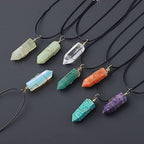 Decorative Ornaments Natural Crystal Columns Gold Woven Pendant Magic Wand Necklace Accessories Energy Gemstone Gift