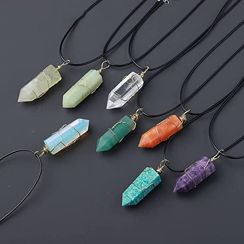 Decorative Ornaments Natural Crystal Columns Gold Woven Pendant Magic Wand Necklace Accessories Energy Gemstone Gift