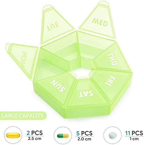2PCS Weekly Pill Organizer Large 7 Day Pill Box Organizer Daily Medicine Case for Vitamin Fish Oil Pills Supplements Arthritis Friendly