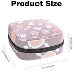 Cute Cat Dog Paw Sanitary Napkin Storage Bag, Tampons Collect Holder Purse, First Period Kit for Girls Women, Pad Bag for Period for School