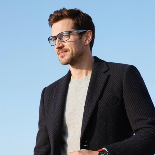 CARA Extremely Lightweight Progressive Multifocus Reading Glasses for Men No-Line Blue Light Blocking Computer Readers