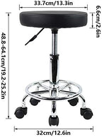 KKTONER PU Leather Round Rolling Stool with Foot Rest Swivel Height Adjustment Spa Drafting Salon Tattoo Work Office Massage Stools Task Chair Small (Black)