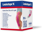 Leukotape K Kinesiology Tape – Water-Repellent, Skin-Friendly, Stays in Place for up to 9 Days – 5cm x 5m, Pink, 1 Roll