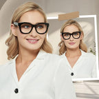 JiSoo Oversized Reading Glasses for Women Men, Stylish Designer Readers Women with Large Frame
