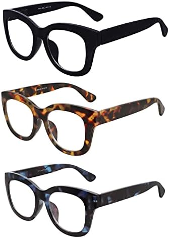 AMOMOMA Retro Oversized Reading Glasses for Women Blue Light Blocking Computer Readers Spring hinge AM6003