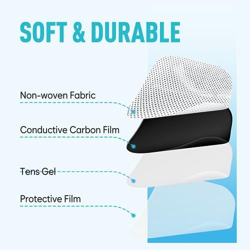 Easy@Home 16 Pads of 2"x 2" TENS Unit Reuseable Self Stick Carbon Electrode Pad - Non Irritating Design