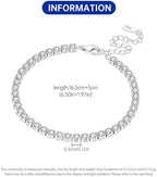 925 Sterling Silver Bracelet for Women,Silver Bracelet Chain Presents for Sister Daughter and Friend, Women's Jewelry for the Daily Occasion (Silvery | Tennis Chain)