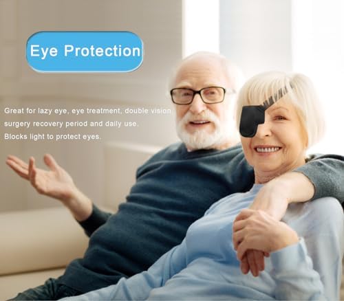 Eye Patches for Adults and Kids, 2 Pcs 3D Eye Patch Black Adjustable Medical Eyepatch for Lazy Eye Amblyopia Strabismus and After Surgery (Right Eye)