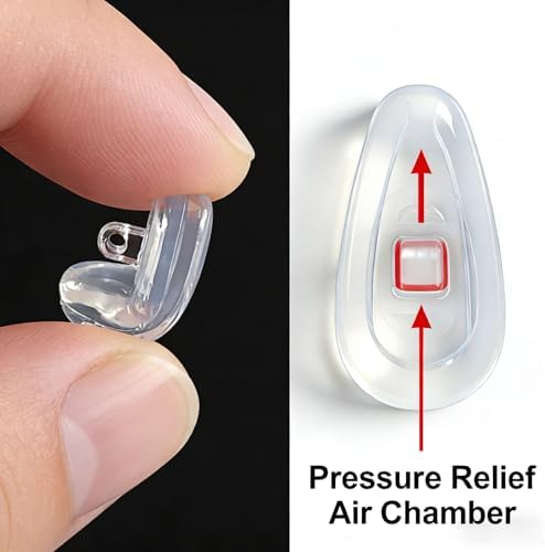 PTSLKHN 5 Pairs of Eyeglass Nose Pads, Upgraded 15x8mm Soft Silicone Air Chamber Eyeglasses Nose Pads, Screw-in Glasses Nose Pad Replacement Kit.