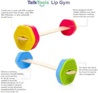 TalkTools Lip Gym with 100 Tongue Depressors - Fun Lip Fitness Program - Teaches/m, b, p/, Assists with/r/Production - Quick Reference Chart - Fits Standard ⅝” Tongue Depressors - No Harmful Toxins