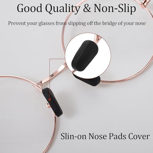 Ymapinc Anti-Slip Silicone Eye Glass Nose Pads, 10 Pairs Slip On Nose Pads for Glasses, Soft Eyeglass Cushion Replacement, for Sunglasses & Eyewear Accessories
