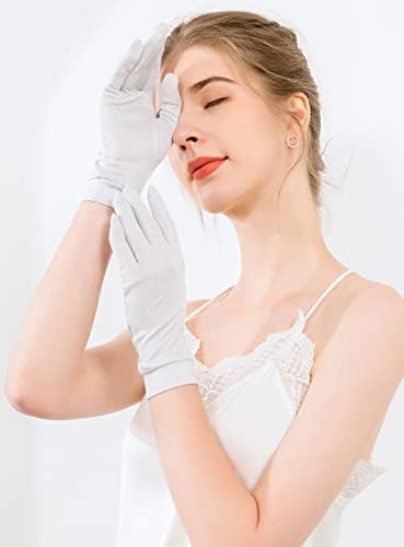 METWAY Mulberry Silk Gloves for Sleeping Women Summer Sunscreen UV Protection Thin Lightweight Pure Silk Overnight Glove