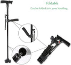 Folding Cane with Led Light, Adjustable Canes and Walking Sticks for Seniors, Walking Cane Stick for Men and Women with Cushion 2 T Handle and Pivoting Quad Base for Arthritis Disabled and Elderly