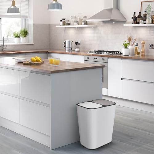 GANAZONO Dual Compartment Trash can 15L Kitchen Waste Bin with Lid Dry and Wet Separation Garbage Container for Home and Restaurant Organization