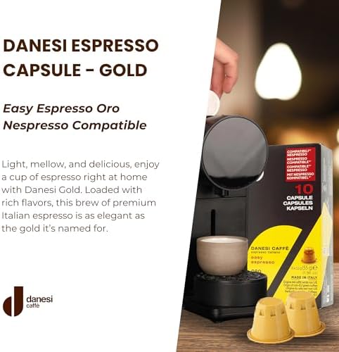 Danesi Caffe Italian Coffee Capsules - Medium Roast Espresso Coffee Pods for Home & Office Use - Premium Italian Oro Blend, 100-Count Pack