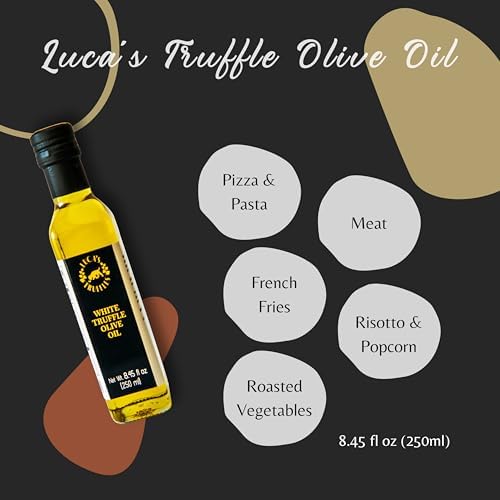 Luca's Truffles White Truffle Oil Infused - Premium Italian Extra Virgin Olive Oil - Non-GMO, Gluten-Free, Gourmet Oil for Cooking & Seasoning, 8.45 fl. oz (250 ml)