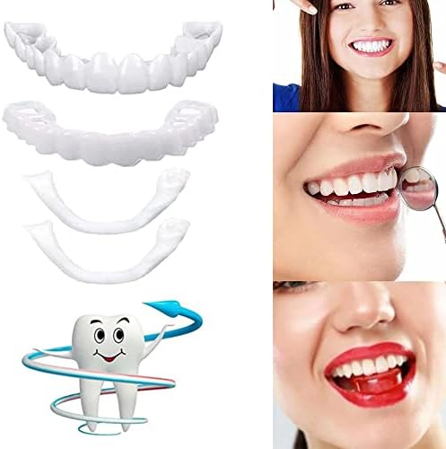 3 Pairs Instant Veneers Dentures Fake Teeth Braces Smile Teeth Top Fake Teeth Whitening Cosmetic Tooth Covering for Men and Women for a Confident Smile