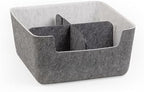 Three by Three Seattle felt·like·it!™ Medium Cubby Storage Bin Set of 2 with Dividers – Eco-Friendly Recycled Felt Bins for Home & Office Organization, Charcoal