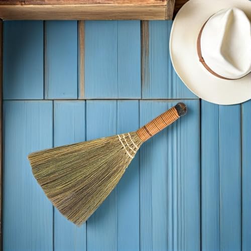 LIFKOME 2Pcs Indoor Grass Broom Whisk Broom Thai Handle Broomstick Sweeping Cleaning Tool Asian Handmade Craft Broom for Home Kitchen Bedroom