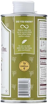 La Tourangelle, Expeller-Pressed Grapeseed Oil, High Heat Neutral Cooking Oil, Cast Iron Seasoning, Also Great for Skin, Hair, and DIY Beauty Recipes, 16.9 fl oz