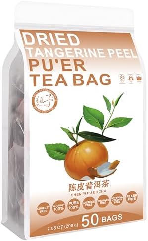 Plant Gift Dried Tangerine Peel Pu'er Tea Bag 7.05oz (4g*50bags) Pu'er Tea, Orange Peel, Chinese Pure Natural, Health Care Mixed Tea, Combination of Floral Tea 200g 陈皮普洱茶