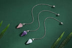 DUQGUHO 3 Pcs Crystal Pendulums Set for Divination Dowsing Natural Amethyst Rose Quartz Clear Quartz Healing Crystal Quartz Reiki Gemstone Pendants Witchcraft Wiccan Accessories