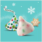 Hershey.sLimited Edition Holiday Sugar Cookie Kisses, Approx 62 Pieces of Individually Wrapped White Chocolate Candies, Bulk Easter Party Favor Suger Chocolate Treats,