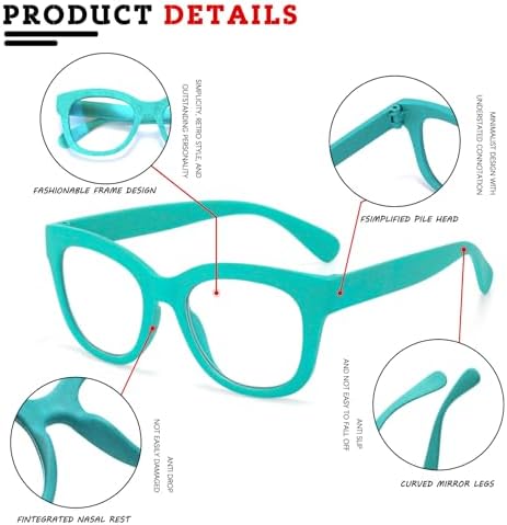 Retro Lightweight Reading Glasses Round Big Frame Blue Light Blocking for Women Ladies Computer Readers