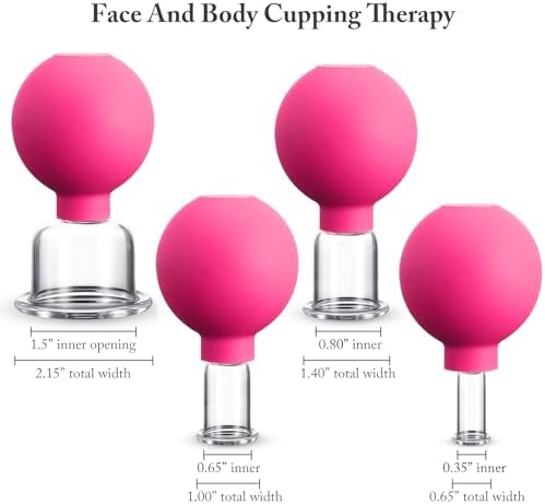 BBTO 4 Pieces Glass Cupping Set Glass Silicone Cupping Cups Massage Vacuum Suction Cupping Cups for Body Face Leg Arm Back Shoulder Muscle and Joint Pain (Rose)