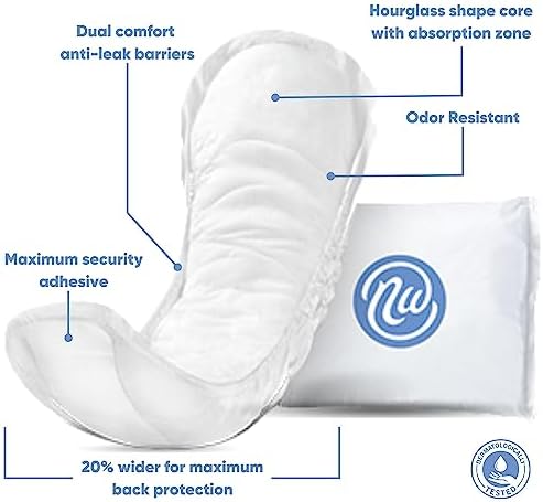 Nexwear Incontinence Pads for Women, Skin-Safe Design, Maximum Absorbency Bladder Control Pads for Leaks, Disposable, Discreet, Individually Wrapped, 13.75 in, 30 Count, 1 Pack