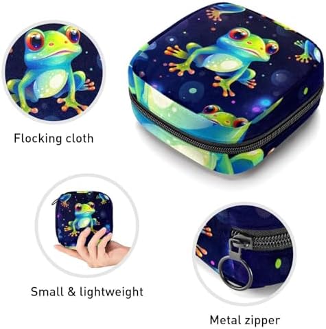Sanitary Napkin Storage Bag for Feminine Pads, First Period Kit for Women, Starry Sky Frog Portable Menstrual Period Sanitary Pouch