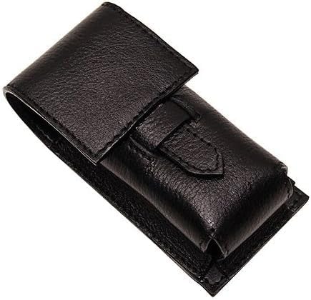 Parker Genuine Leather Shaving Brush Case – Handmade Black Travel Holder for Standard Badger, Boar & Synthetic Brushes