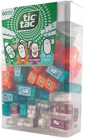 TIC TAC Box with 60 Mini Boxes (Mint, Orange, Spearmint, Peach and Passion fruit) 234g by Tic Tac