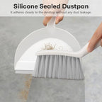 NACENA Handheld Dustpan and Broom Set – Mini Compact Brush Combo for Desktop, Sofa, Car & Kitchen Crumbs Small Cleaning Tool with Stiff Bristles, Grey