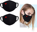 Yiiza Fashion Cute Heart Face Mask - Unisex Organic Cotton Dustproof Mouth Protection - Reusable Warm Windproof for Outdoor Activities