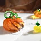 3" Hand Blown Glass Pumpkin Figurine, Large Brown Halloween Crystal Pumpkin Paperweight, Thanksgiving Pumpkins Fall Decorations for Home Table Centerpiece
