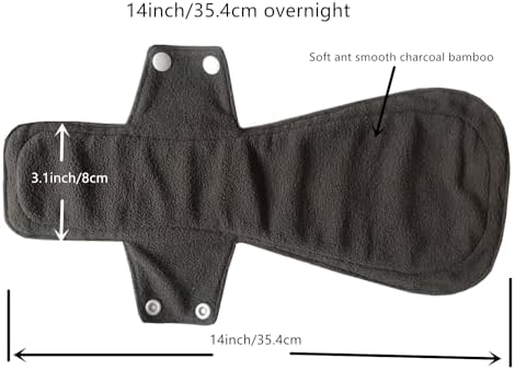 5pcs set 1pcs Mini wet bag + 4 pieces 14 Inch Overnight Charcoal Bamboo Mama Cloth/ Menstrual Pads/ Reusable Sanitary Pads (Black Lace)
