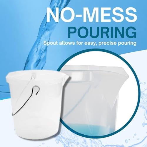 3 Gallon Measuring Bucket with Handle - Multipurpose, Heat Resistant & Chemical Resistant, Measurements in Liters (L) and Gallons (gal) - Large Measuring Container (1 Pack)