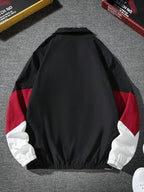 SOLY HUX Men's Varsity Jacket Zipper Color Block Windbreaker Jackets Long Sleeve Coats Streetwear