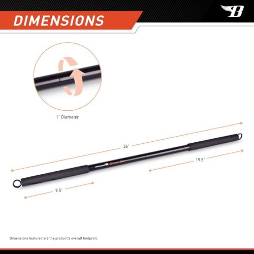 BIONIC BODY 36 Inches Light Weight Resistance Training Straight Bar – Fits All Resistance Bands/Accessories with Carabiners BBEB-020