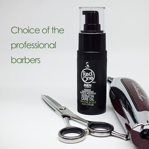Redone Beard Care Oil with Keratin 50ml | Beard Conditioner for Men | Strengthens, Softens & Promotes Healthy Beard Growth | Non-Greasy Natural Formula | Smooth Finish & Shine Enhancer