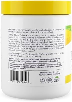 Healthy Origins D-Ribose Powder (BioEnergy, Non-GMO, Gluten Free, Energy Support, Heart Support), 10.6 Ounce