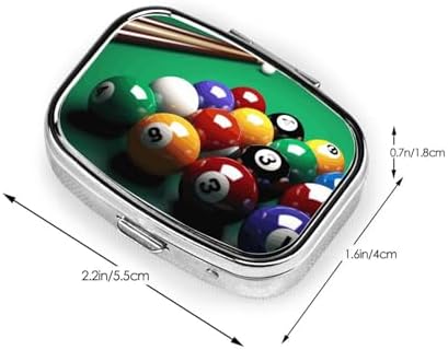 Pill Box 2 Compartment Metal Medicine Pill Organizer Billiards Pill Case for Purse or Pocket Cute Mini Portable Pill Holder Travel Pill Container to Hold Supplements, Vitamins, Fish Oil