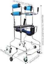 Adult Standing Walker for Seniors, 220.46LBS Load Floorstanding Hemiplegia Rehabilitation Standing Frame Lower Limb Training Walking Aid Portable Medical Standing Aids with 8 Wheels