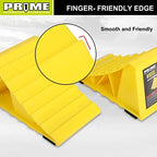 PR1ME Wheel Chocks with Non-Slip Base for RV & Trailer. 2 Pack Heavy Duty Wheel Chock with Bright Yellow. Lightweight Wheel Stoppers for Cars Camper Trucks RVs, Fit for Most Tyre Sizes