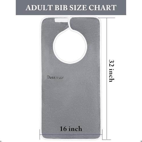 3 Pack Adult Bibs, Microfiber Super Soft Eating Cloth for Adults, Disabled, Adjustable, Dining Clothing Protector