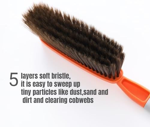 1 Pack 15" Hand Broom Brush,Soft Bristle Cleaning Brush,Counter Brush, Crumb Debris Sweeping Brush,Dusting Brush,Comfort for Car Bed Couch Desk Sofa Furniture Clothes,Small Particles Hair Remover